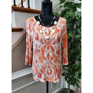 Chico's Women's Multicolor Rayon Blend Scoop Neck Long Sleeve Casual Top Size 1